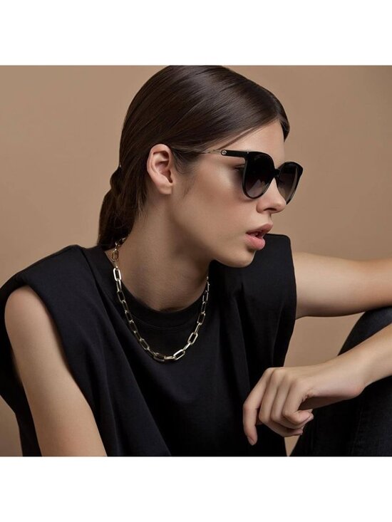 Gucci GG0488S 001 Sunglasses Black Round Frame, Grey Gradient Lenses main image 10